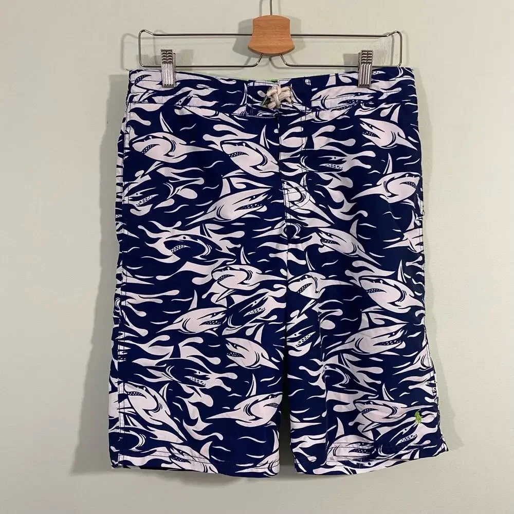 Polo Ralph Lauren Youth Navy Sharks Swim Trunks Size XL (18-20)